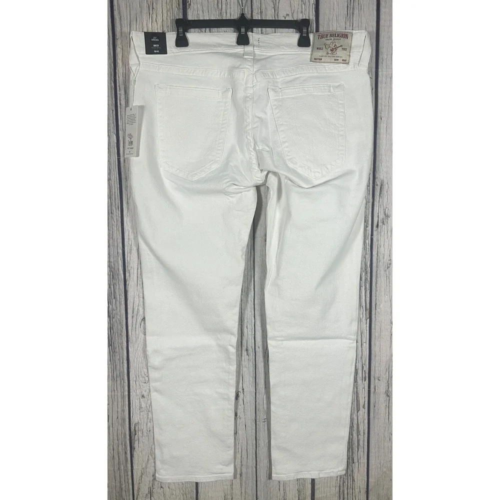 NWT True Religion Rocco Relaxed Skinny Jeans Mens 40x32‎ Optic White No Flap Y2K